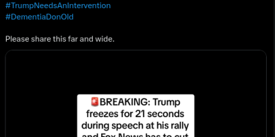 Donald Trump pausing for a medical emergency