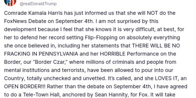 Harris Didn't 'Back Out'