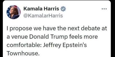 Kamala Harris post suggesting debate
