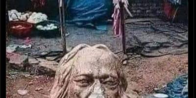 Old photo of vandalized Rabindranath Tagore statue 