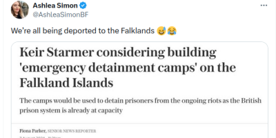 camps for anti-immigrant rioters is fake