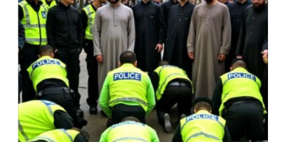  kneeling in front of Muslim