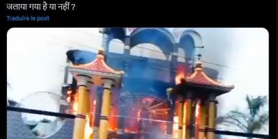 video depicts restaurant on fire in Bangladesh