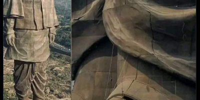 cracks on Statue of Unity