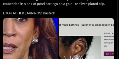 wearing earphone earrings 